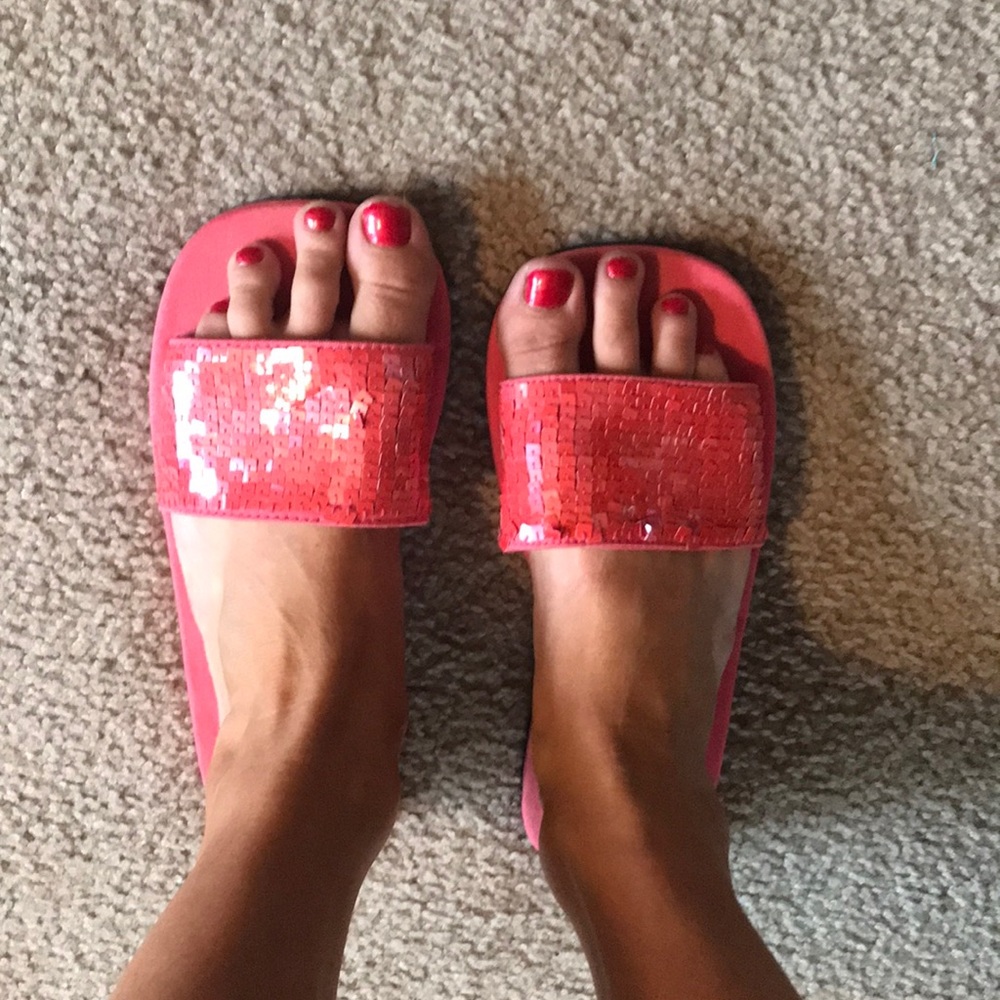 Pink sequined sandals
